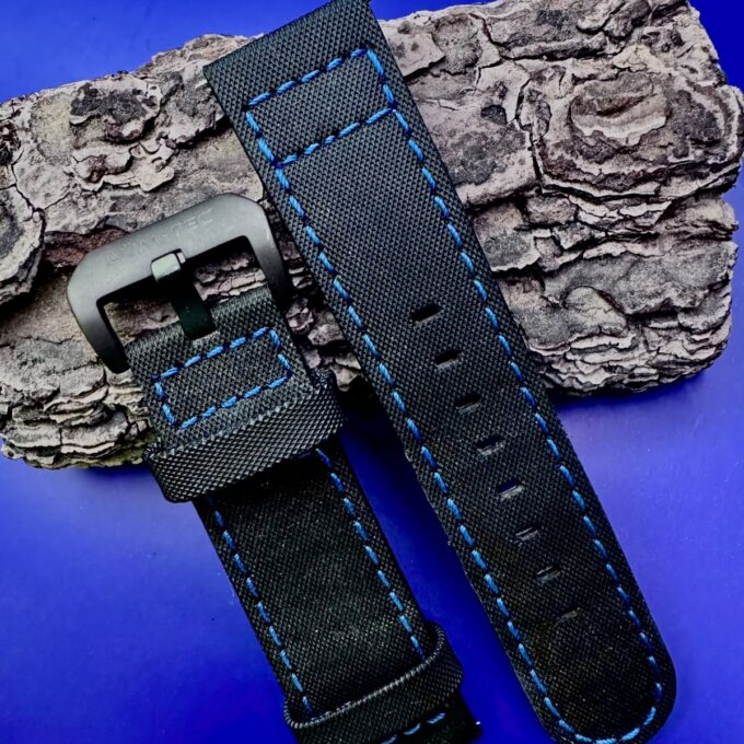 LUM-TEC Black leather w/ Blue stitches